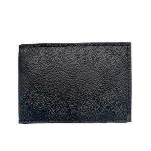 COACH Black Coated Canvas Card Holder Case